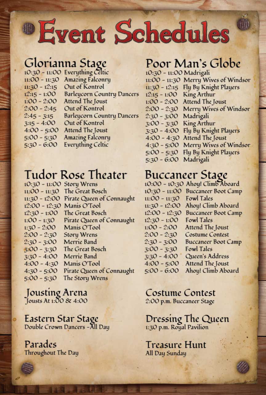 Event Schedules - Central Coast Renaissance Festival