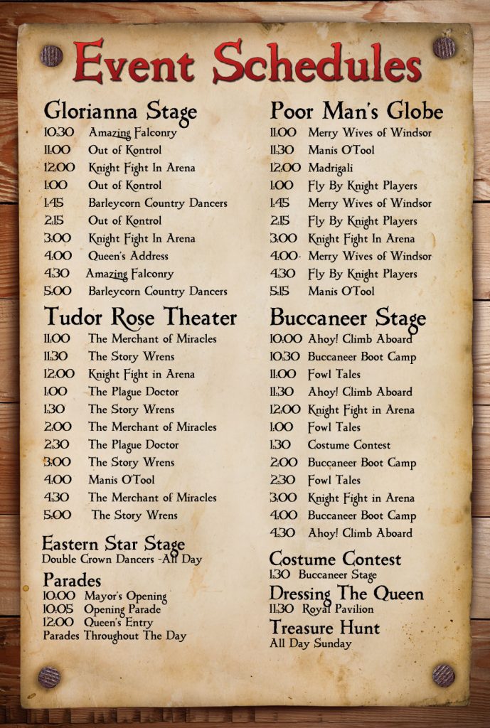 Event Schedules Central Coast Renaissance Festival